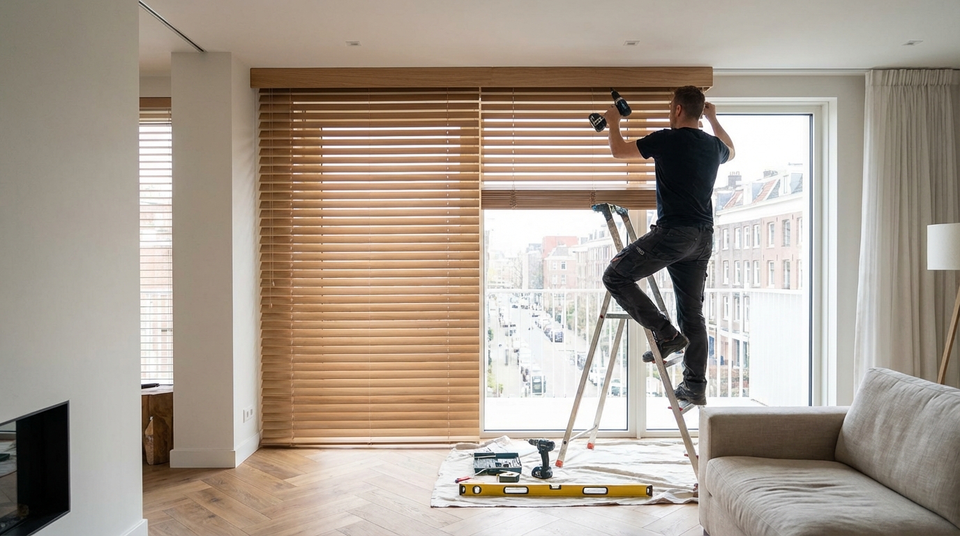 Raamdecoratie Houten jaloezieën inclusief montage