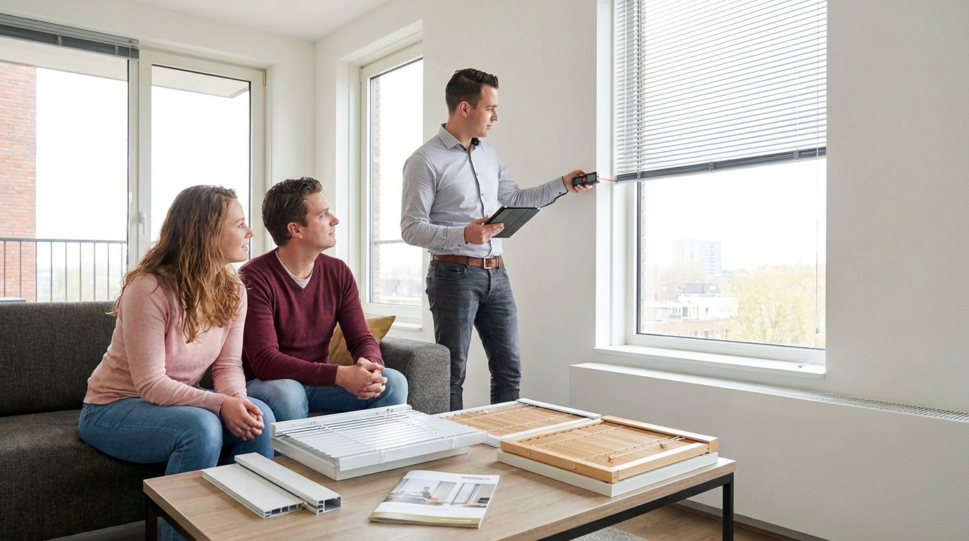 Raamdecoratie Jaloezie in frame offerte