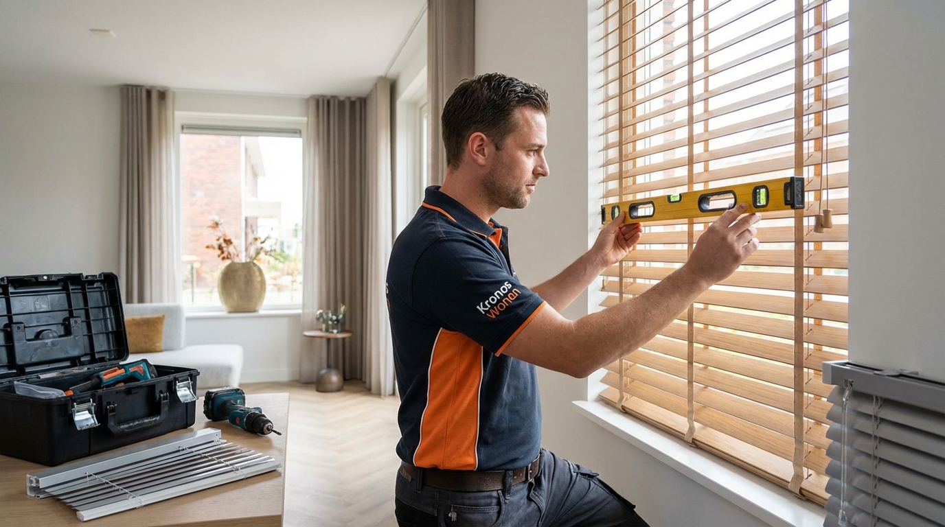 Raamdecoratie Jaloezie in frame plaatsen