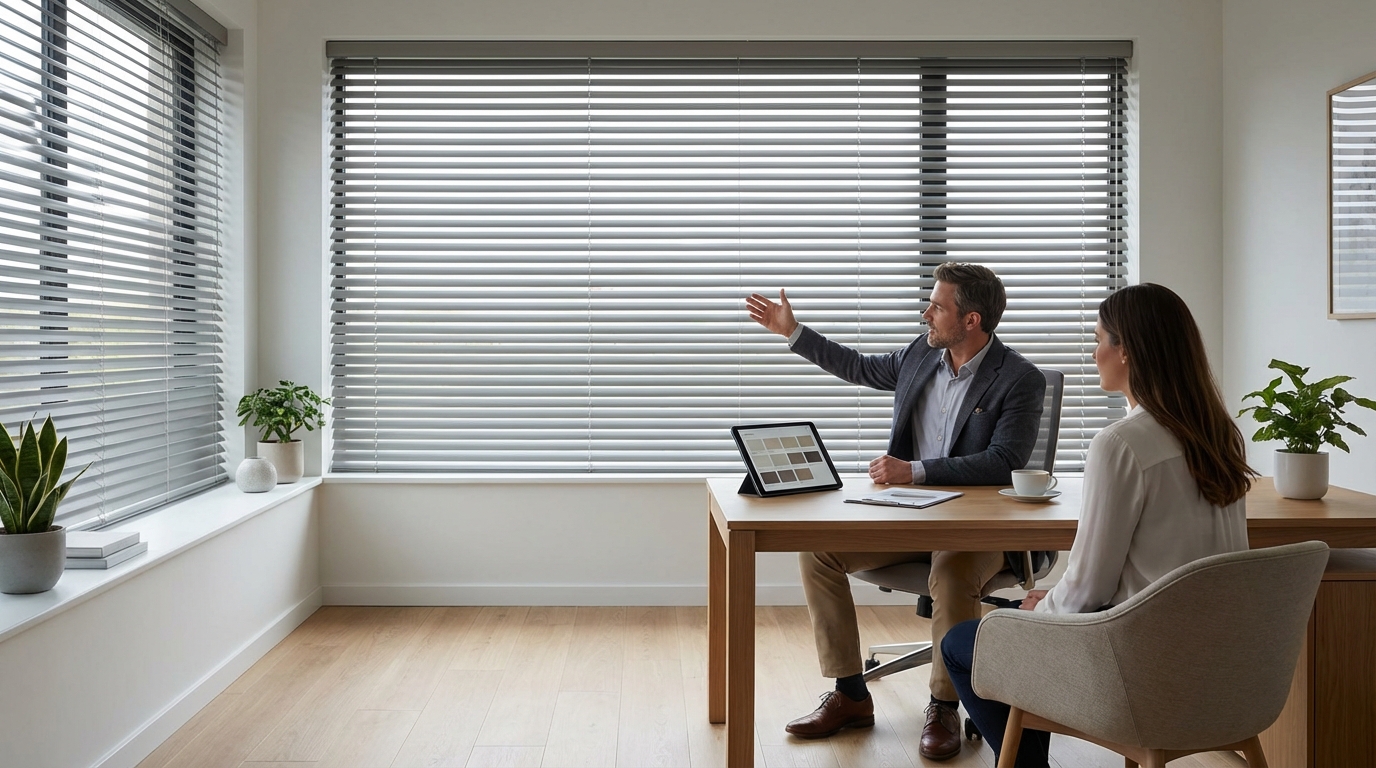 Raamdecoratie Jaloezieën op maat voor praktijkruimte