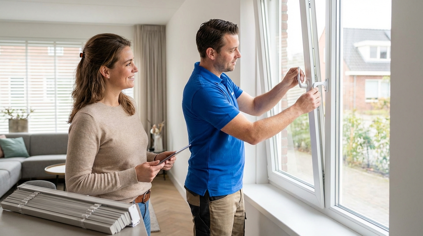Raamdecoratie Jaloezieën zonder boren klemsteunen