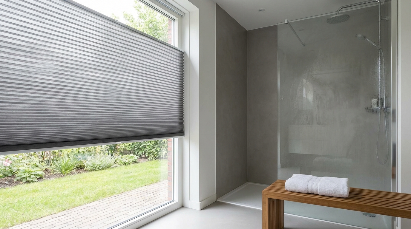 Raamdecoratie Plisse gordijn badkamer