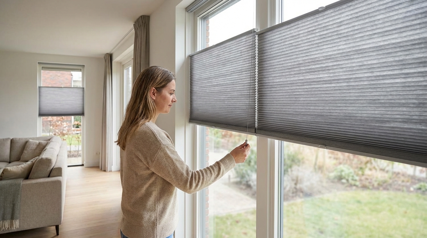 Raamdecoratie Plisse gordijn grijs