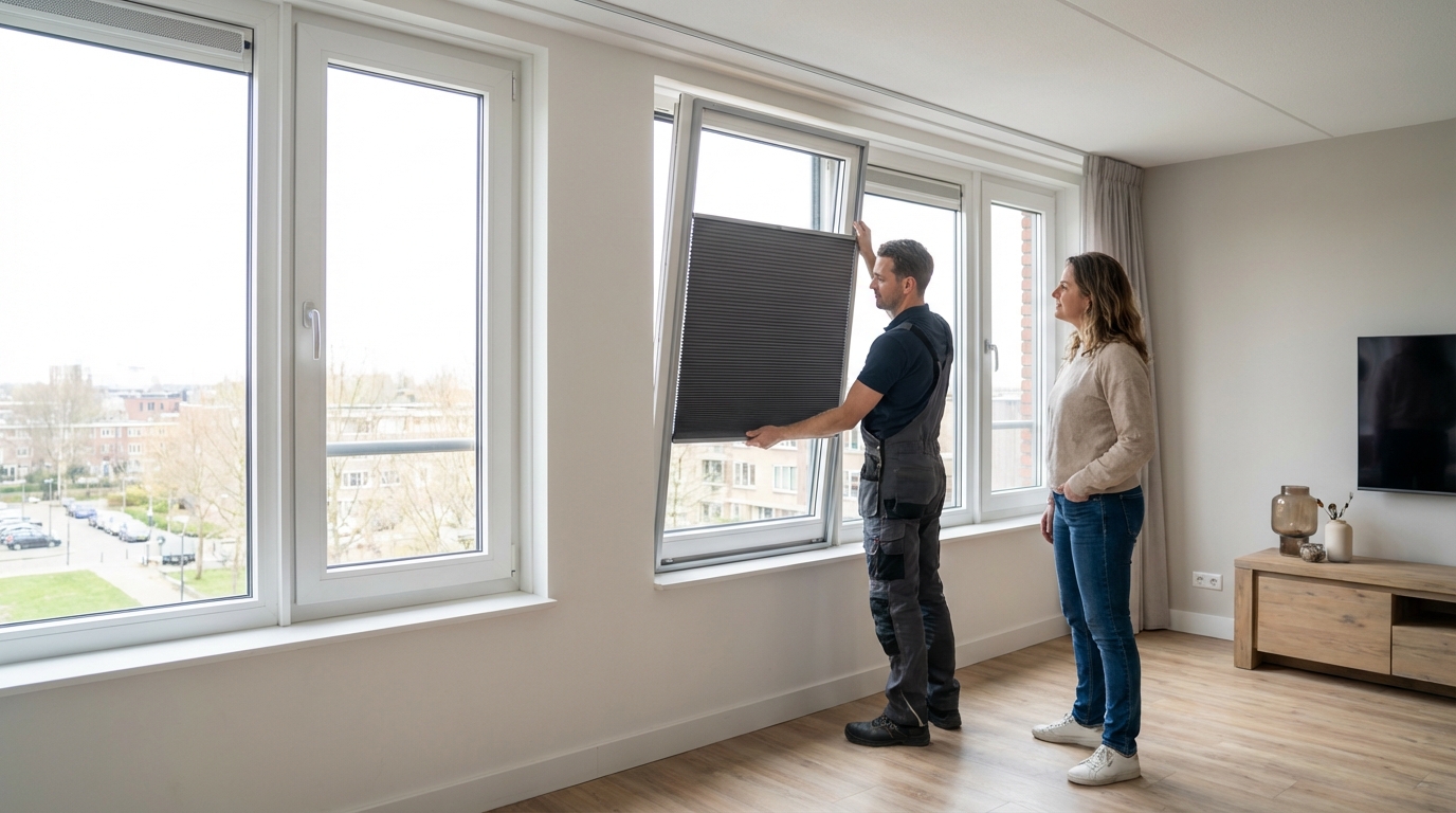 Raamdecoratie Plisse in frame magneetband