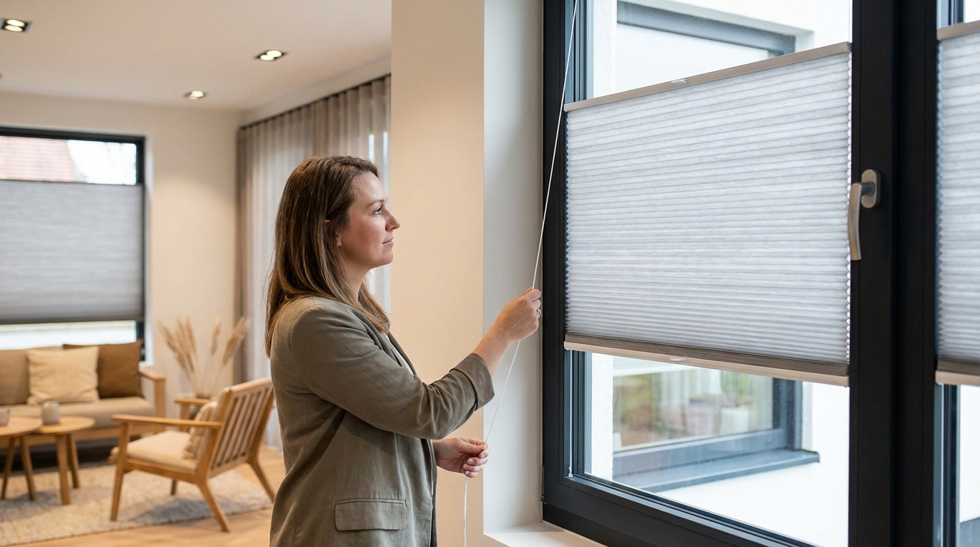 Raamdecoratie Plisse koordbediening