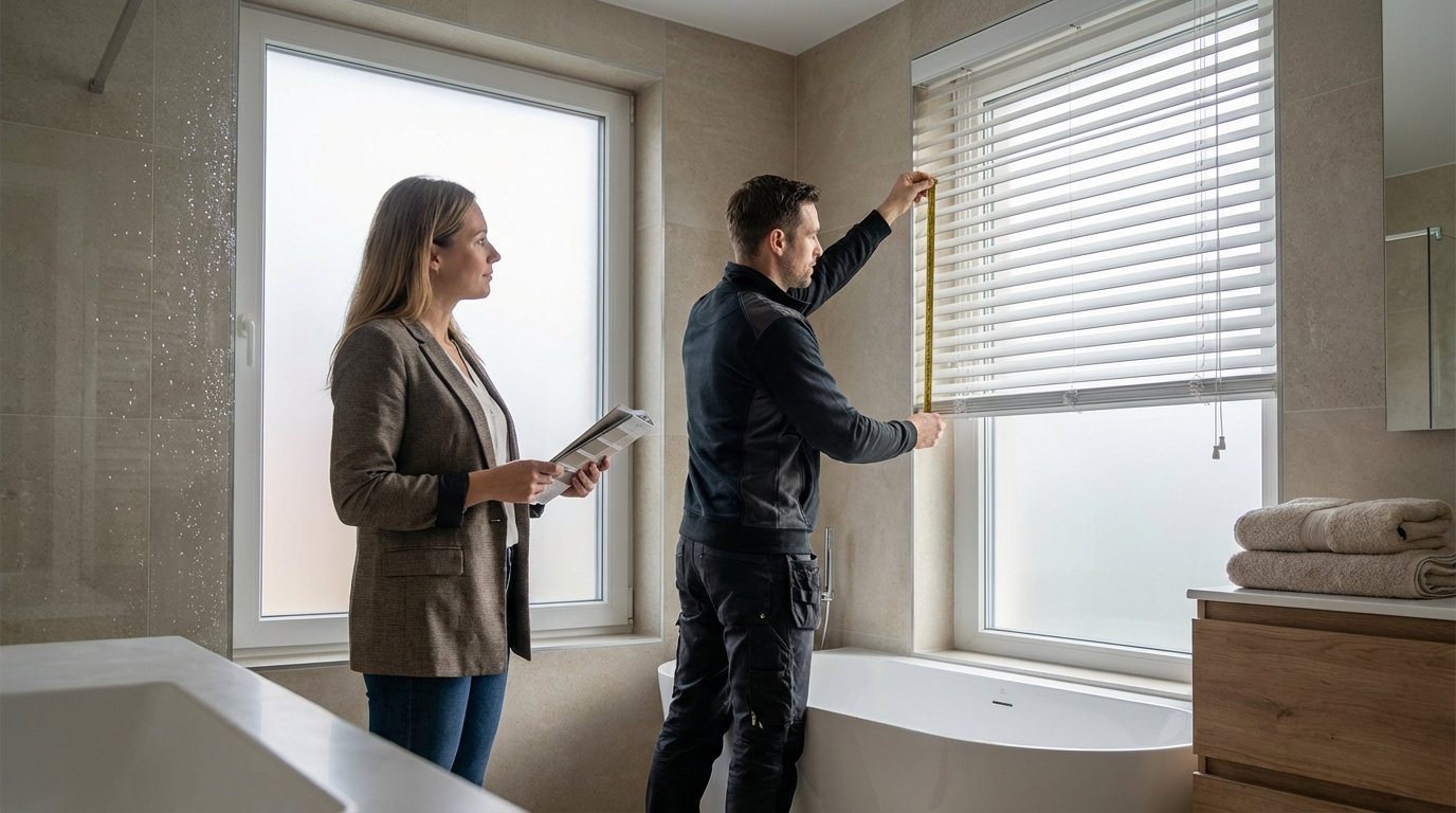 Raamdecoratie PVC jaloezieën voor badkamer op maat