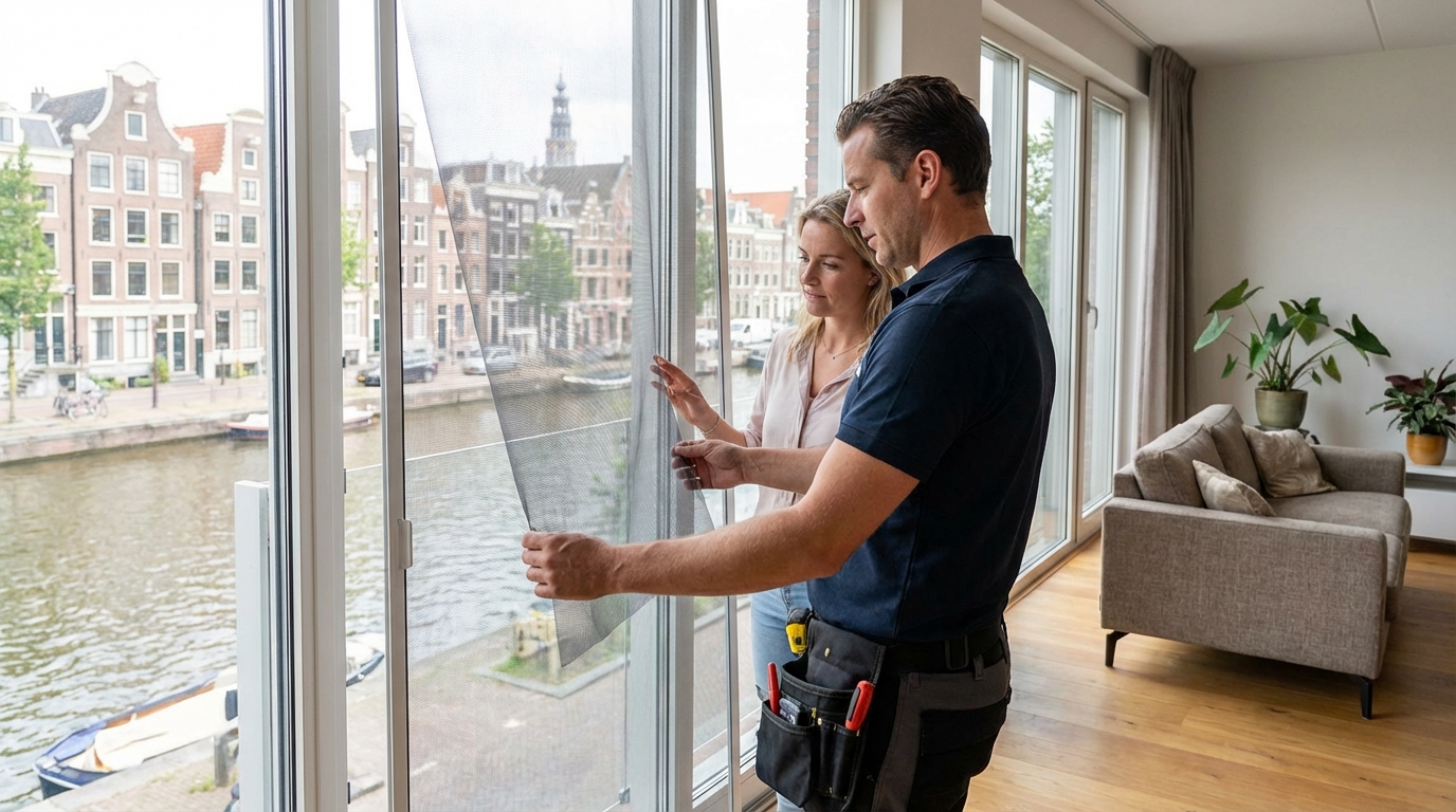 Raamdecoratie Raamhor fijnmazig gaas