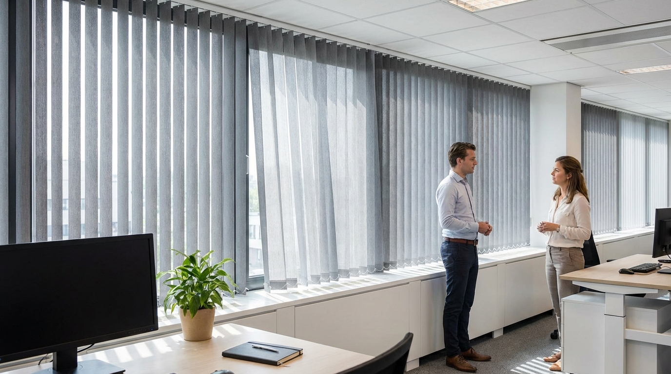 Raamdecoratie Verticale lamellen kantoor