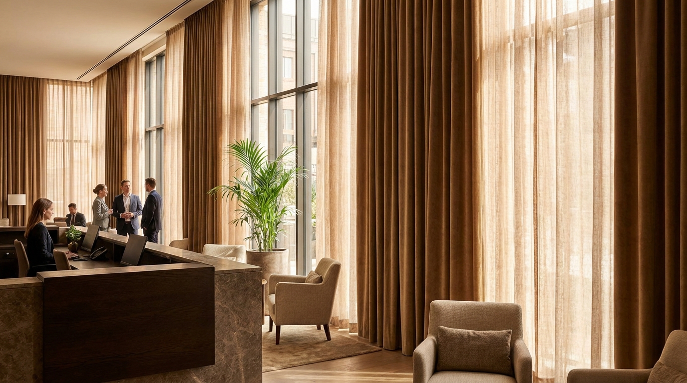 Raamdecoratie Hoe kies je gordijnen die sfeer geven in een ontvangstruimte of lobby?