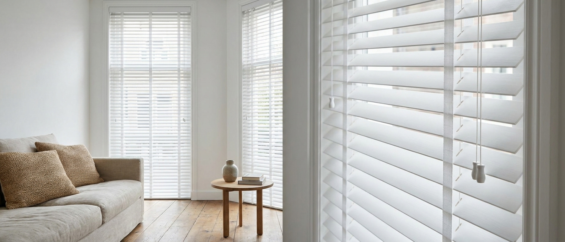 Raamdecoratie Houten jaloezieën wit