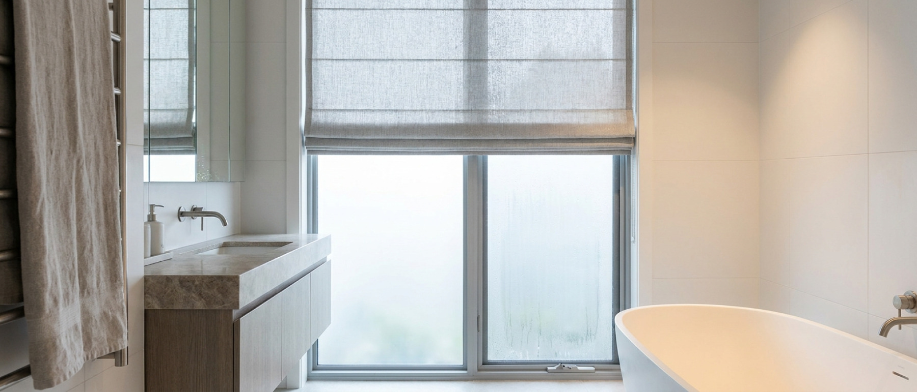 Raamdecoratie Vouwgordijnen voor badkamer vochtbestendig