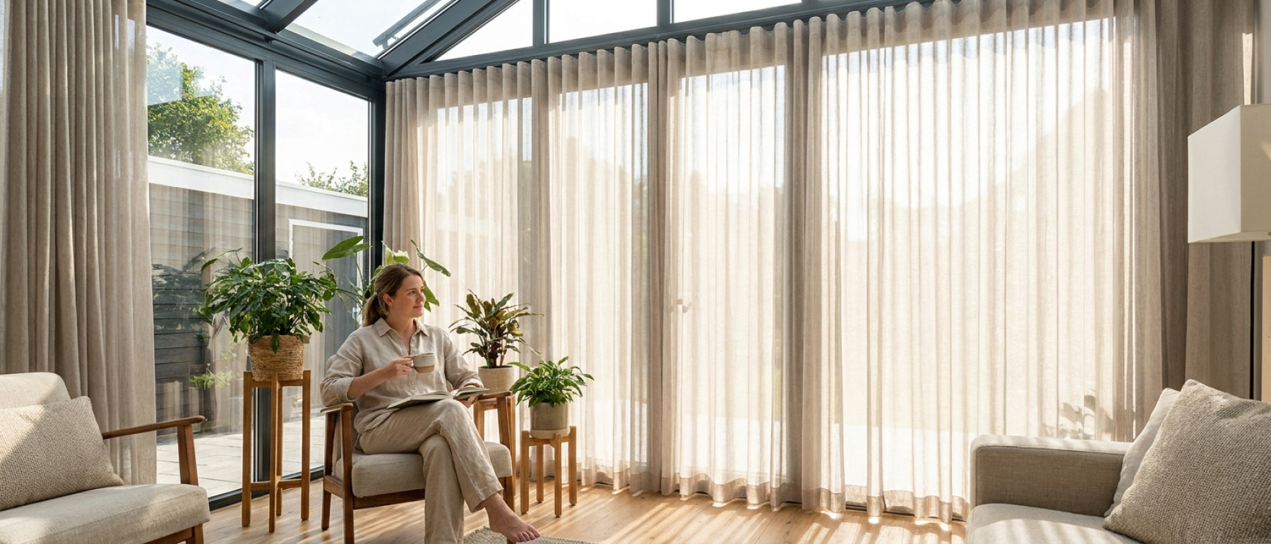 Raamdecoratie Hoe kies je gordijnen voor een serre met veel zon en wisselend licht?
